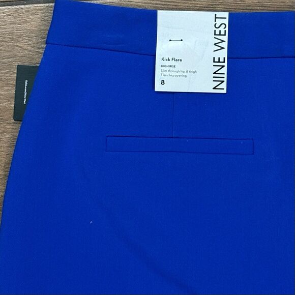 Ladies Nine West Cobalt Blue Pants High Rise Kick Flare Leg Pants Size 8 - Picture 8 of 8